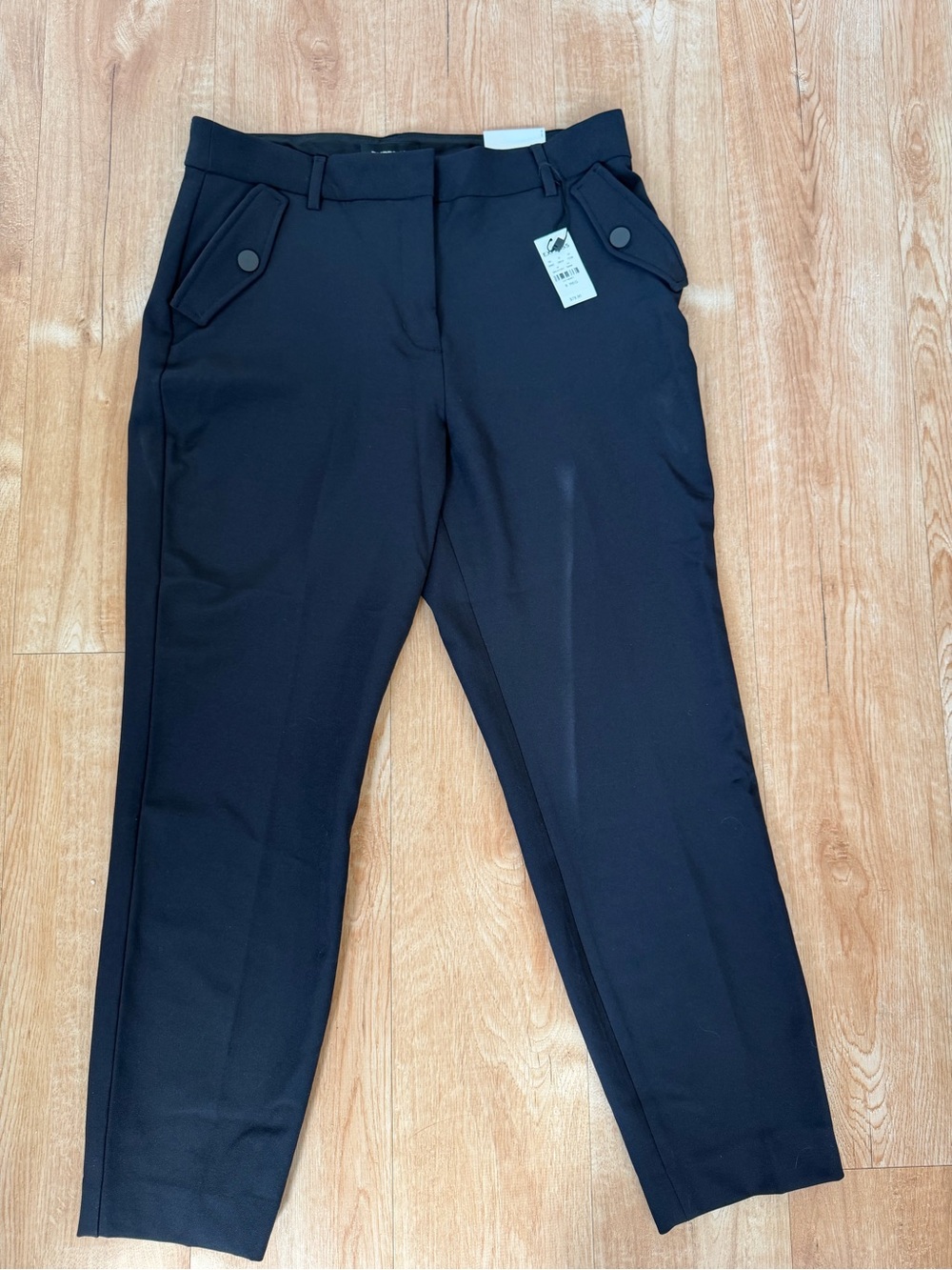 Express Black Tailored Ankle Trousers with Button Flap Pockets